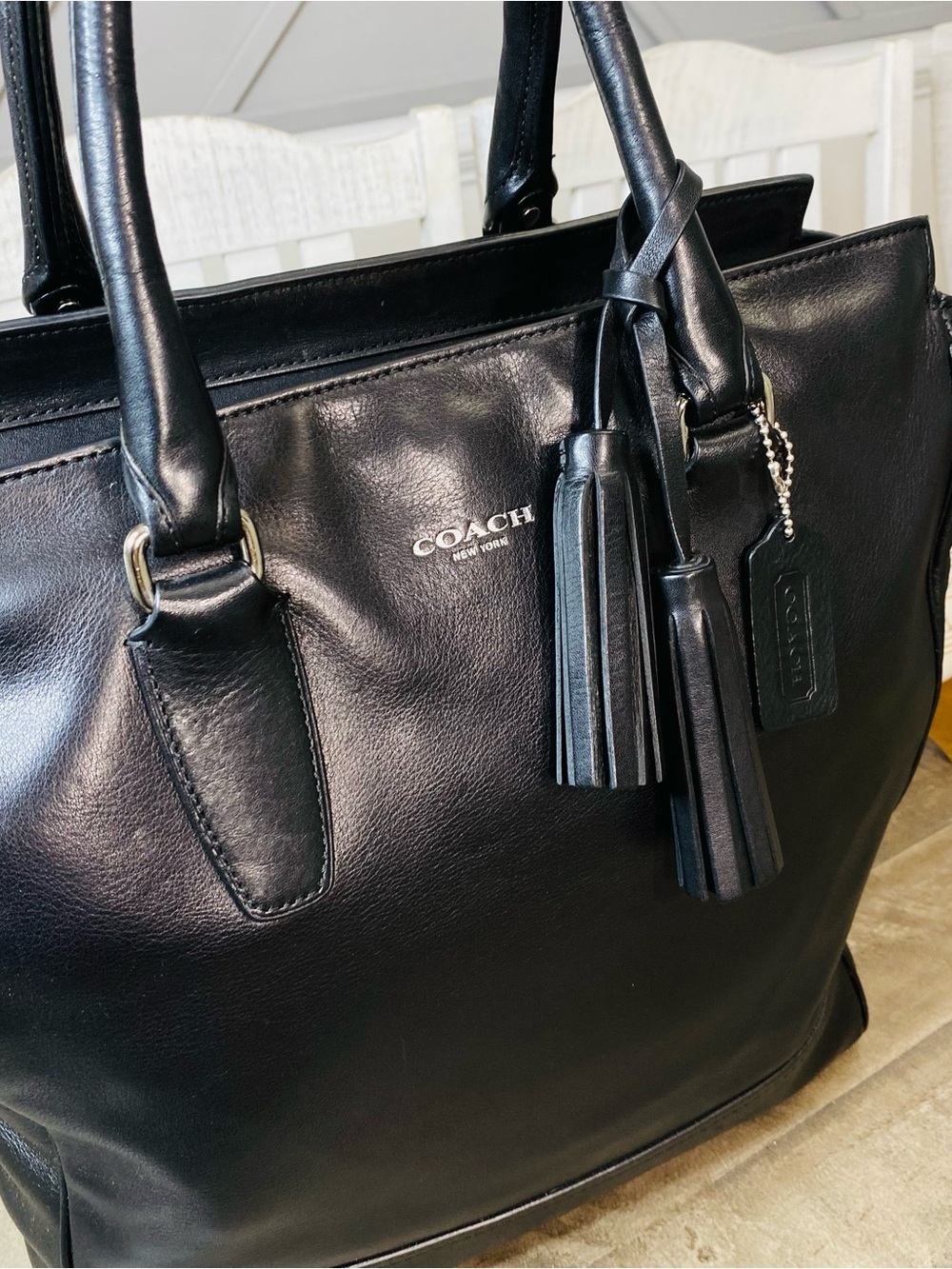Coach Legacy Tanner Tote Black Glove Tanned Leather Tassel Bag 19924 - Picture 7 of 11